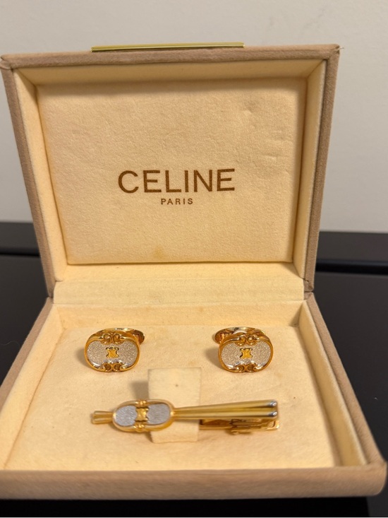 Celine Other - Celine Gold Tone Cufflinks & Tie Clip Set - Gold and Silver Accents